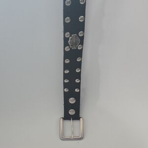 Harley-Davidson Black Leather Belt with Silver Details